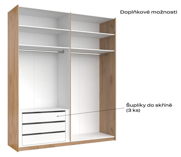 Skříň s posuvnými dveřmi 2.0x2.4m (Dveře Mat Láva/Zrcadlo), série N Luna