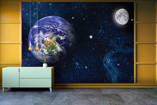 Malvis ® Tapeta Planeta Země s Měsícem Vel. (šířka x výška): 288 x 200 cm