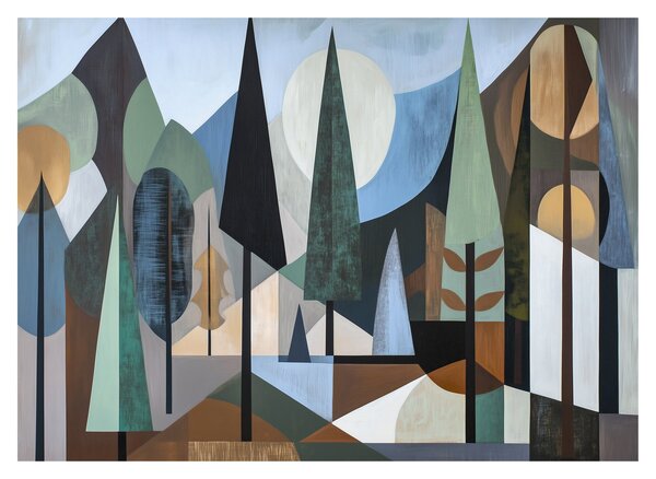 Skleněný obraz - Přírodní geometrická abstrakce II. (70x50 cm)