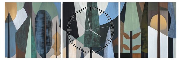 Obraz - Přírodní geometrická abstrakce II. (s hodinami) (90x30 cm)