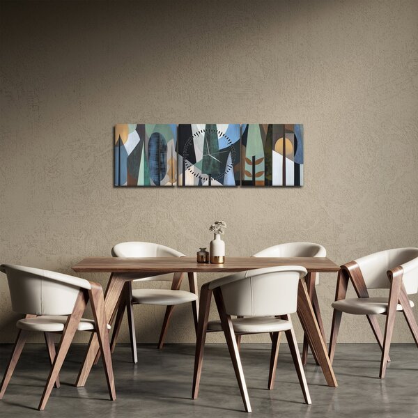 Obraz - Přírodní geometrická abstrakce II. (s hodinami) (90x30 cm)