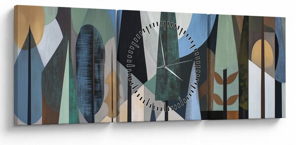 Obraz - Přírodní geometrická abstrakce II. (s hodinami) (90x30 cm)