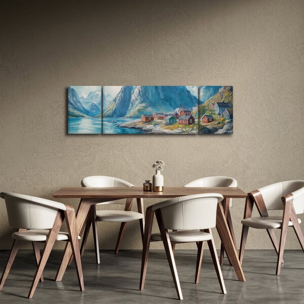 Obraz - Norská vesnička (170x50 cm)
