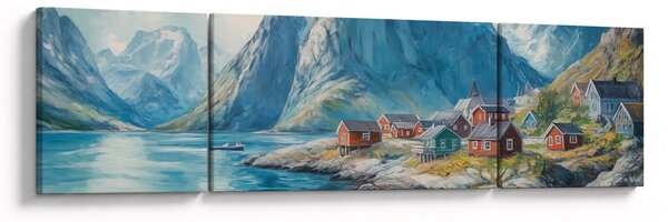 Obraz - Norská vesnička (170x50 cm)