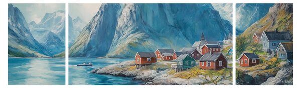 Obraz - Norská vesnička (170x50 cm)