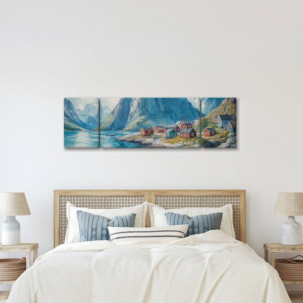 Obraz - Norská vesnička (170x50 cm)