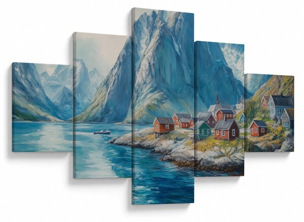 Obraz - Norská vesnička (125x70 cm)
