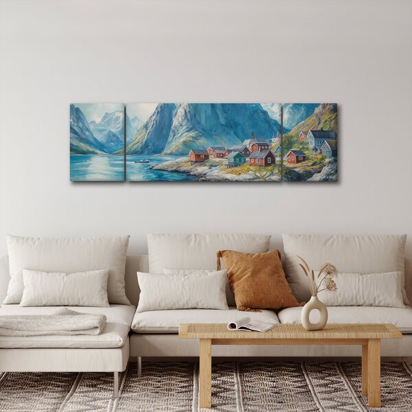 Obraz - Norská vesnička (170x50 cm)