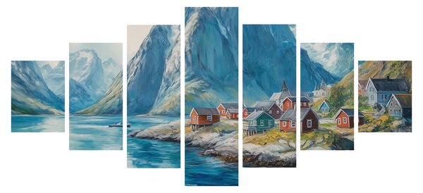 Obraz - Norská vesnička (210x100 cm)
