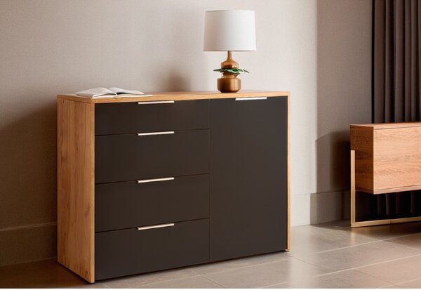 Komoda 1dv 4šu Lava / dub kraft Luna