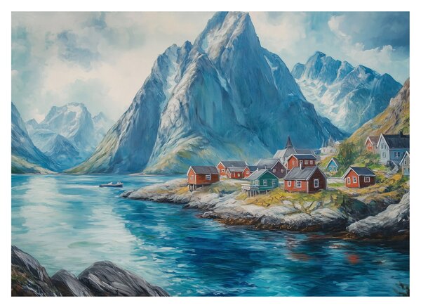 Obraz - Norská vesnička (70x50 cm)