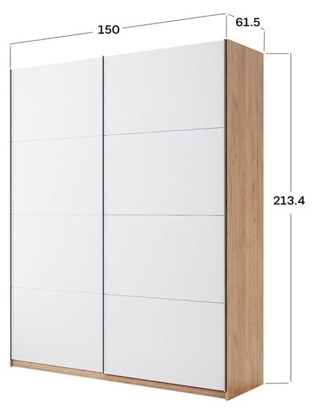 Skříň s posuvnými dveřmi 1.5x2.1m (Dveře Lesklé Bílé) série N Asti