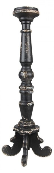 Černý antik dřevěný svícen – 23x65 cm