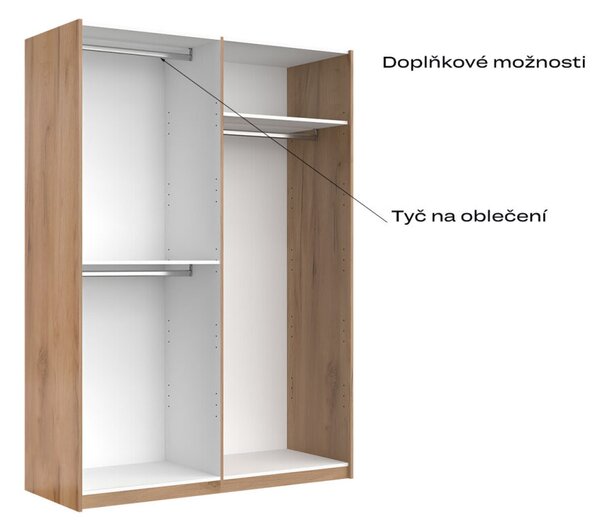 Skříň s posuvnými dveřmi 1,5x2,1m (Dveře Mat Láva/Zrcadlo), série N Luna
