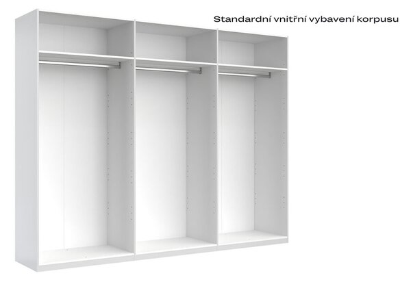Skříň 6D (se zrcadly), série N, bílý lesk Luiza