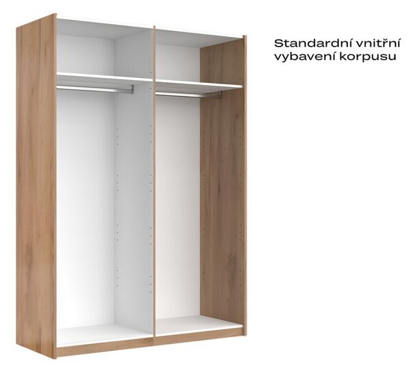 Skříň s posuvnými dveřmi 1,5x2,1m (Dveře Mat Láva/Zrcadlo), série N Luna