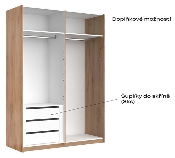 Skříň s posuvnými dveřmi 1,5x2,1m (Dveře Mat Láva/Zrcadlo), série N Luna