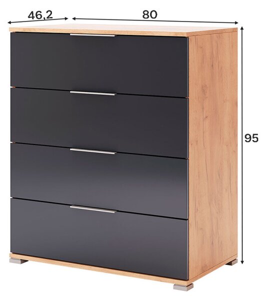 Komoda Junior 4šu Lava / dub kraft Luna