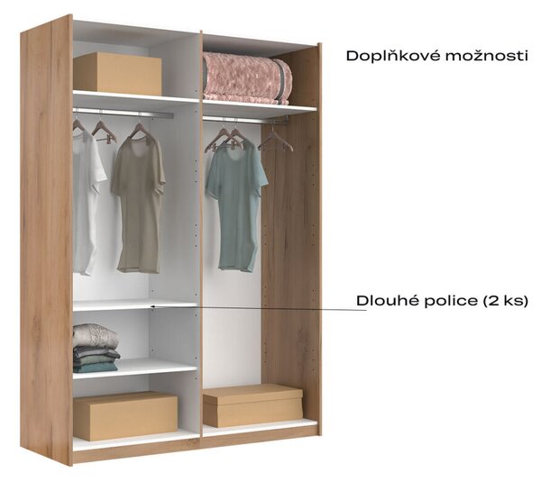 Skříň s posuvnými dveřmi 1,5x2,1m (Dveře Mat Láva/Zrcadlo), série N Luna