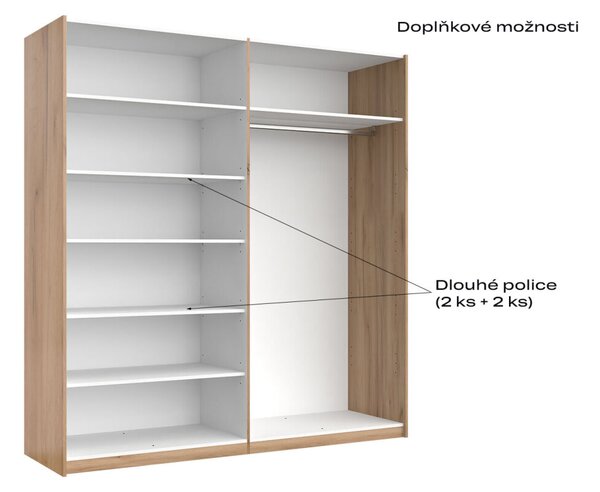 Skříň s posuvnými dveřmi 2.0x2.1m (Dveře Mat Láva), série N Luna