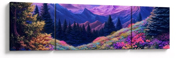 Obraz - Fialová krajina v úplňku (170x50 cm)