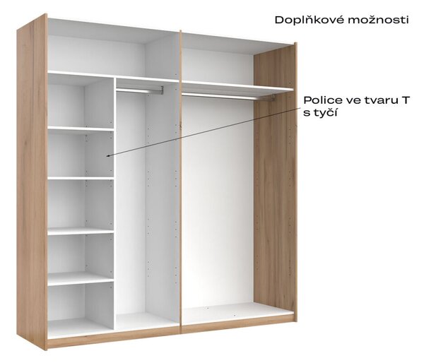 Skříň s posuvnými dveřmi 2.0x2.1m (Dveře Mat Láva), série N Luna