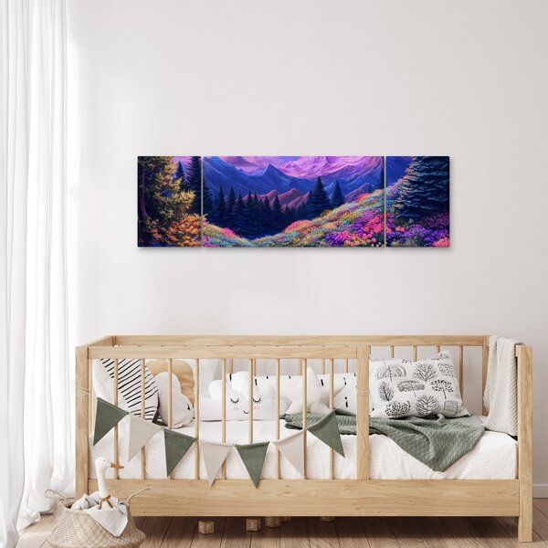 Obraz - Fialová krajina v úplňku (170x50 cm)