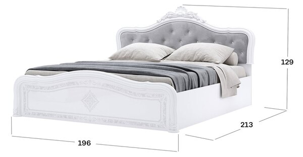 Postel 160 Lux výklopná s roštem + koruna, bílá Luiza
