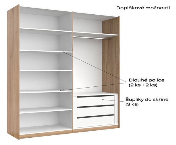 Skříň s posuvnými dveřmi 2.0x2.1m (Dveře Mat Láva), série N Luna
