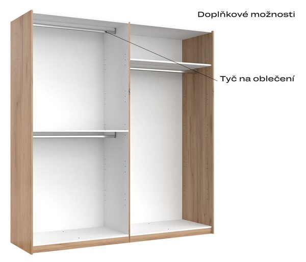 Skříň s posuvnými dveřmi 2.0x2.1m (Dveře Mat Láva), série N Luna