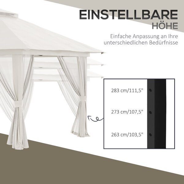 Pavilon Outsunny 4x4m Stabilní Zimní Pop-up Zahradní Altán s Dvojitou Stříškou, UV Ochrana 50+, Party Stan se 4 Bočními Stěnami a Pytli na Písek pro K