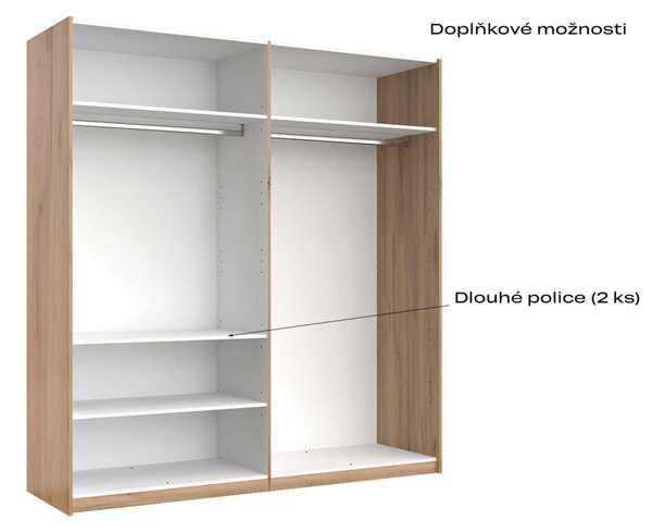 Skříň s posuvnými dveřmi 2.0x2.1m (Dveře Mat Láva), série N Luna