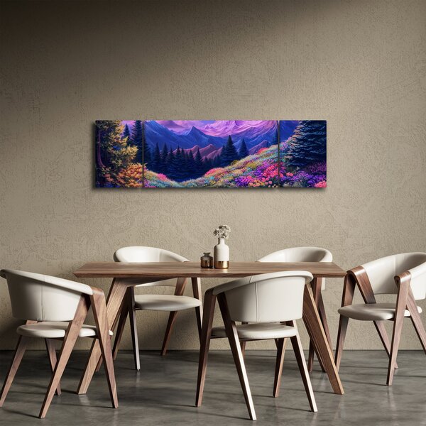 Obraz - Fialová krajina v úplňku (170x50 cm)