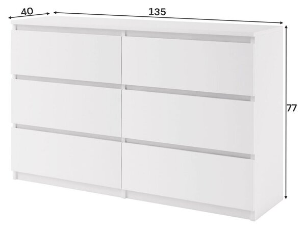 Komoda Agnes 6šed bílá