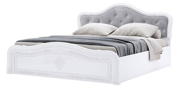 Postel 160 Lux výklopná s roštem + koruna, bílá Luiza