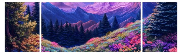 Obraz - Fialová krajina v úplňku (170x50 cm)