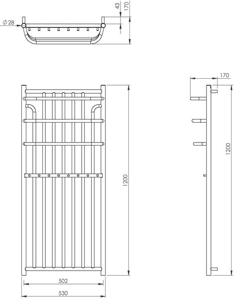 Imers Minas koupelnový radiátor designově 120x53 cm bílá G00453012002