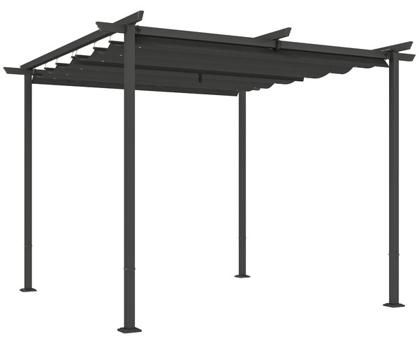 Outsunny Pergola 3x3m Zahradní Pavilon Terasový Kryt z Kovového Materiálu, Zahradní Pergola s Nastavitelnou Sluneční Clonou, UV Ochrana 30+ Samostatný