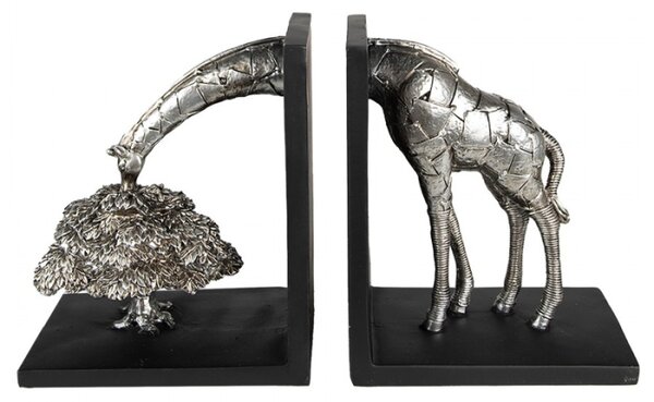 Zarážky na knihy (sada 2 ks) Žirafa stříbrná 30x10x18 cm – 30x10x18 cm