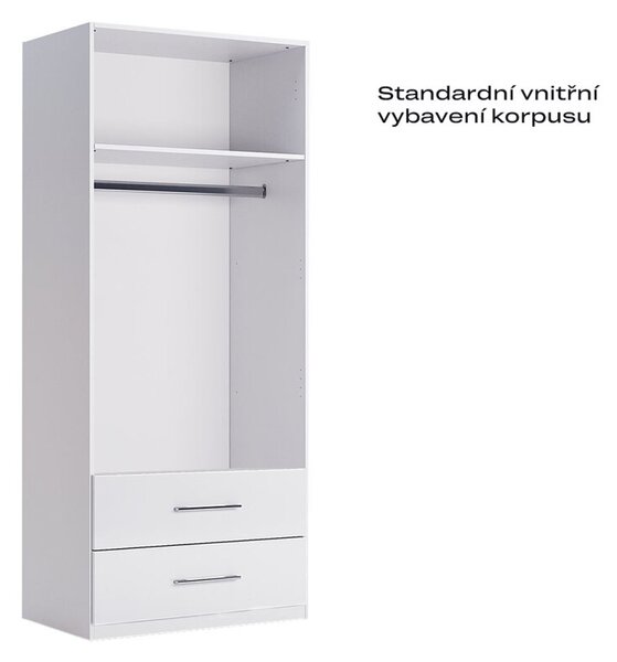 Skříň 2dv 2šu bez zrcadel, série N bílý lesk Family
