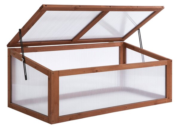 Outsunny Studený Rám Dřevěný, Mini Skleník 100 x 65 x 40 cm, Skleník s Krytem, UV Ochrana, Světlo-Prodyšný Studený Rám, Zimní Zahradní Zdvihnutý Záhon