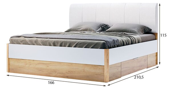Postel 160x200 měkké čelo s šuplíky bez rámu Asti