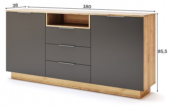 Komoda 2dv 3šu Lava / dub kraft Luna