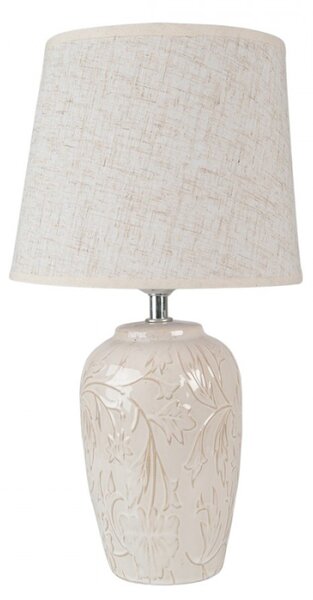 Béžová stolní lampa se zdobnou keramickou nohou Rosemarijn – 20x37 cm
