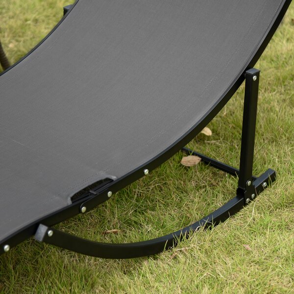 Outsunny 2dílná sada slunečních lehátek, zahradní lehátka, ergonomické hliníkové lehátko z textilénu, tmavě šedé 165 x 61 x 63 cm | Aosom