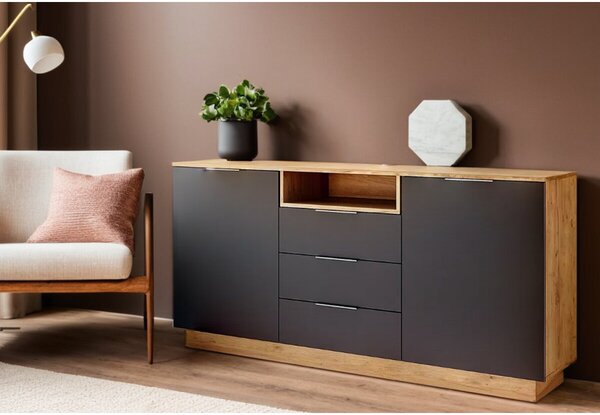 Komoda 2dv 3šu Lava / dub kraft Luna