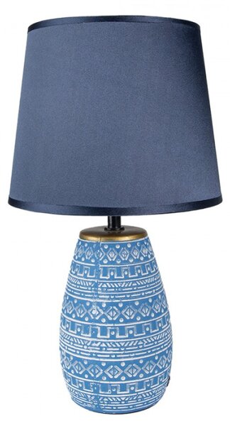 Modrá stolní lampa s keramickou základnou Etnie – 20x35 cm