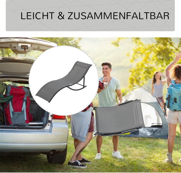 Outsunny 2dílná sada slunečních lehátek, zahradní lehátka, ergonomické hliníkové lehátko z textilénu, tmavě šedé 165 x 61 x 63 cm | Aosom