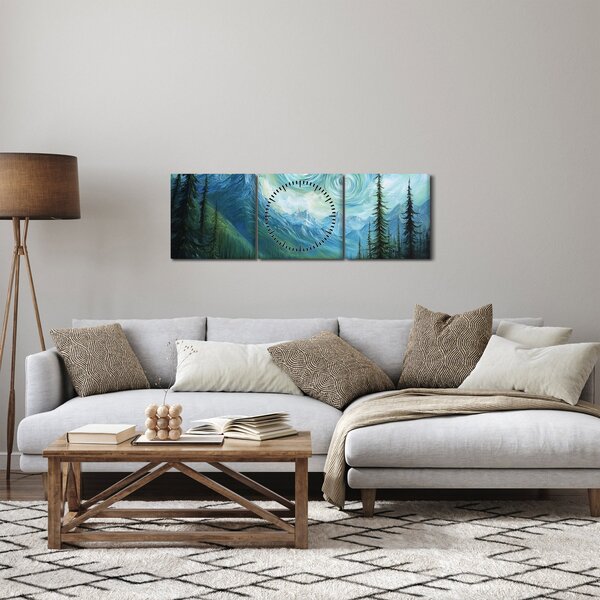 Obraz - Krajina s nádechem Van Gogha (s hodinami) (90x30 cm)