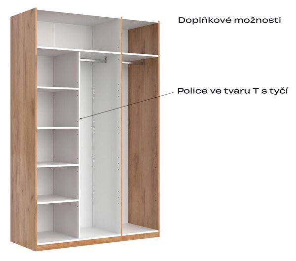 Skříň 3dv s zrcadlem, série N Lava / dub kraft Luna